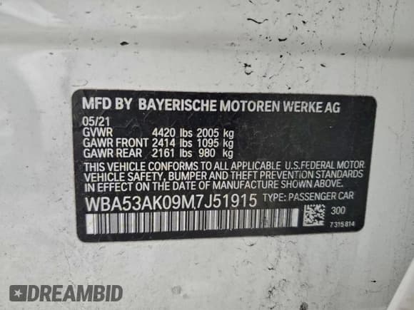 ✅ 2021 BMW 2 Series 228i • VIN: WBA53AK09M7J51915 • Lot: 93963535. Wystawiony na Copart z przebiegiem 47 749 mil. Bezpłatny archiwum sprzedaży aukcyjnych z USA i szczegółowy raport historii pojazdu na DreamBid. Zdjęcie 12.