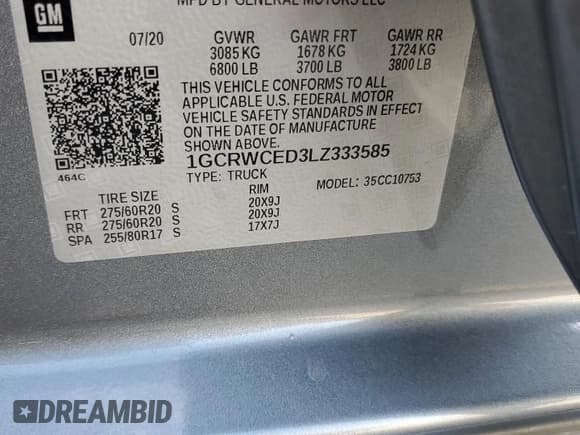 ✅ 2020 Chevrolet Silverado 1500 LT • VIN: 1GCRWCED3LZ333585 • Lot: 82338155. Wystawiony na Copart z przebiegiem 200 237 mil. Bezpłatny archiwum sprzedaży aukcyjnych z USA i szczegółowy raport historii pojazdu na DreamBid. Zdjęcie 12.