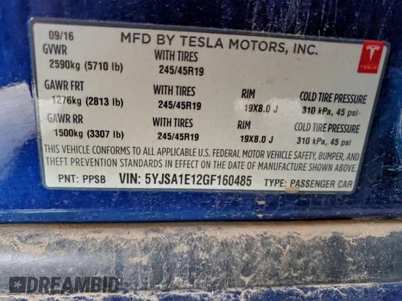 ✅ 2016 Tesla Model S 70 • VIN: 5YJSA1E12GF160485 • Lot: 94145615. Wystawiony na Copart z przebiegiem 69 255 mil. Bezpłatny archiwum sprzedaży aukcyjnych z USA i szczegółowy raport historii pojazdu na DreamBid. Zdjęcie 12.