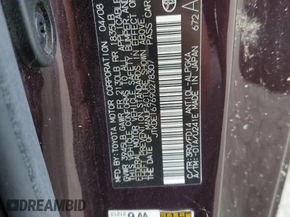 ✅ 2009 Scion tC • VIN: JTKDE167690278307 • Lot: 72101755. Listed on Copart with 154,433 mi. Free auction sales archive from the USA and detailed vehicle history report at DreamBid. Image 12.