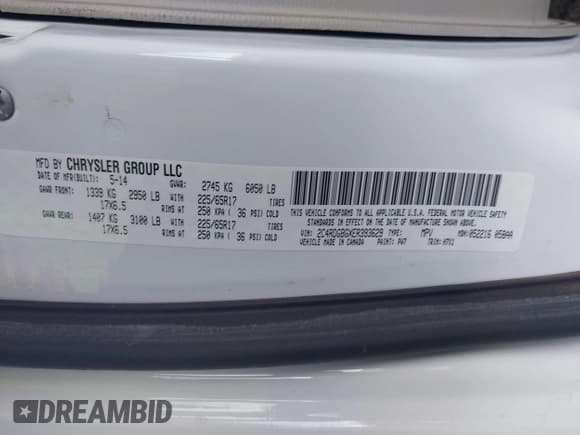 ✅ 2014 Dodge Grand Caravan SE • VIN: 2C4RDGBGXER393629 • Лот: 43571951. Опубликован ранее на IAAI с пробегом 139 442 миль. Бесплатный доступ к архиву аукционных продаж из США и подробный отчёт об истории автомобиля на DreamBid. Изображение 9.