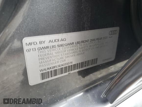 ✅ 2014 Audi S4 Prestige • VIN: WAUMGBFL5EA033374 • Lot: 67381595. Wystawiony na Copart z przebiegiem 206 888 mil. Bezpłatny archiwum sprzedaży aukcyjnych z USA i szczegółowy raport historii pojazdu na DreamBid. Zdjęcie 12.