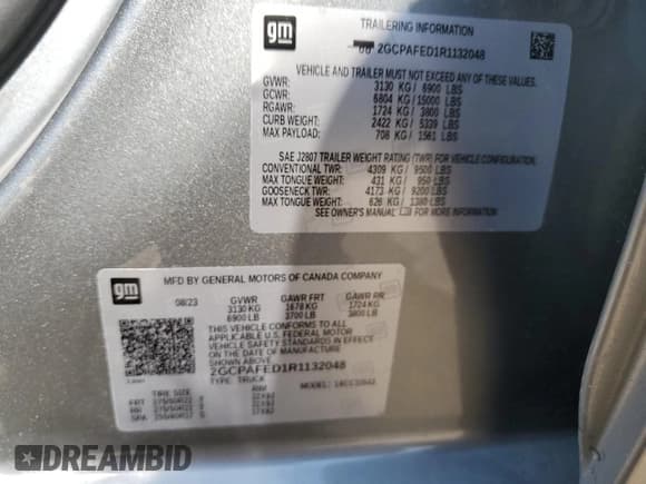 ✅ 2024 Chevrolet Silverado 1500 • VIN: 2GCPAFED1R1132048 • Лот: 68576754. Опубликован ранее на Copart с пробегом Не указан. Бесплатный доступ к архиву аукционных продаж из США и подробный отчёт об истории автомобиля на DreamBid. Изображение 13.