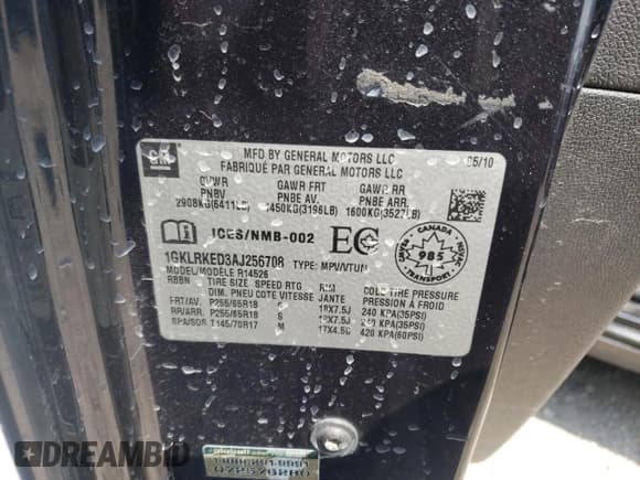✅ 2010 GMC Acadia SL • VIN: 1GKLRKED3AJ256708 • Lot: 66562324. Wystawiony na Copart z przebiegiem 141 898 mil. Bezpłatny archiwum sprzedaży aukcyjnych z USA i szczegółowy raport historii pojazdu na DreamBid. Zdjęcie 15.