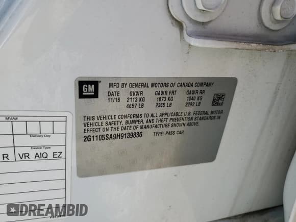 ✅ 2017 Chevrolet Impala LT • VIN: 2G1105SA9H9139836 • Лот: 77187264. Опубликован ранее на Copart с пробегом 139 999 миль. Бесплатный доступ к архиву аукционных продаж из США и подробный отчёт об истории автомобиля на DreamBid. Изображение 14.