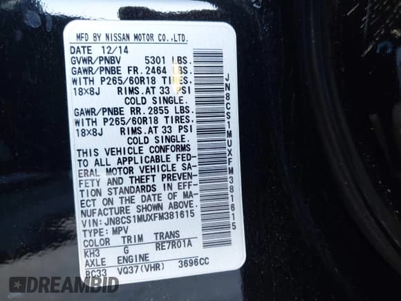 ✅ 2015 Infiniti QX70 • VIN: JN8CS1MUXFM381615 • Lot: 42598307. Wystawiony na IAAI z przebiegiem 80 989 mil. Bezpłatny archiwum sprzedaży aukcyjnych z USA i szczegółowy raport historii pojazdu na DreamBid. Zdjęcie 9.