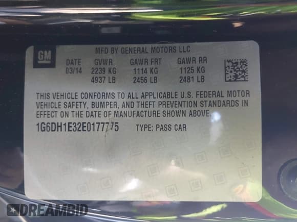 ✅ 2014 Cadillac CTS Premium • VIN: 1G6DH1E32E0177775 • Lot: 41540366. Listed on IAAI with 106,398 mi. Free auction sales archive from the USA and detailed vehicle history report at DreamBid. Image 9.