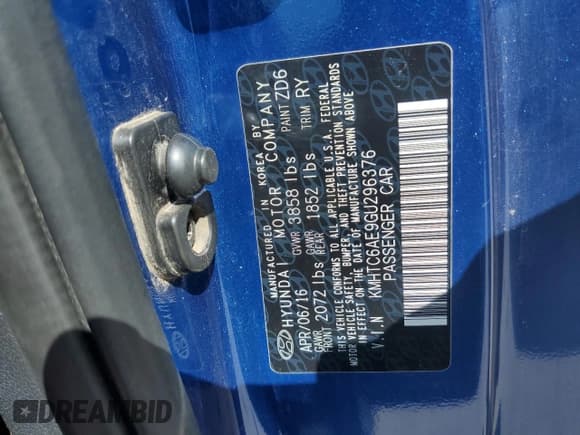 ✅ 2016 Hyundai Veloster Turbo R-Spec • VIN: KMHTC6AE9GU296376 • Lot: 69872225. Wystawiony na Copart z przebiegiem 120 425 mil. Bezpłatny archiwum sprzedaży aukcyjnych z USA i szczegółowy raport historii pojazdu na DreamBid. Zdjęcie 12.