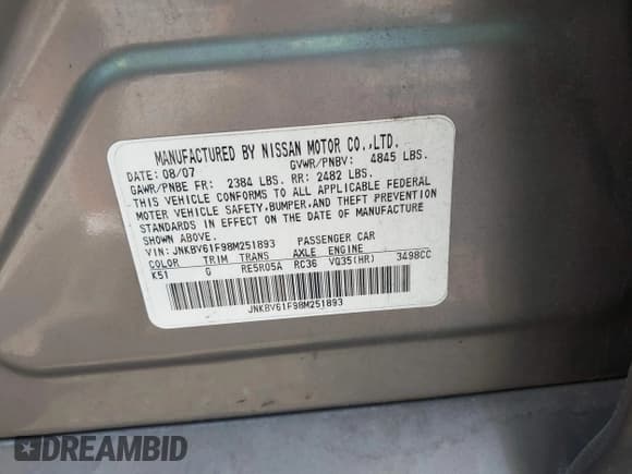 ✅ 2008 Infiniti G35 x • VIN: JNKBV61F98M251893 • Лот: 42992433. Опубликован ранее на IAAI с пробегом Не указан. Бесплатный доступ к архиву аукционных продаж из США и подробный отчёт об истории автомобиля на DreamBid. Изображение 9.