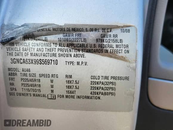 2009 Chevrolet HHR SS с VIN 3GNCA63X99S569710, выставлен на аукционе Copart как лот 91555265 с пробегом 100 501 миль миль и Чистый • Clean title. История ставок и продаж доступна на DreamBid. Изображение 10.