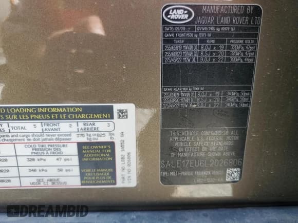 ✅ 2020 Land Rover Defender First Edition • VIN: SALE17EU6L2026806 • Lot: 63304805. Listed on Copart with 44,088 mi. Free auction sales archive from the USA and detailed vehicle history report at DreamBid. Image 13.