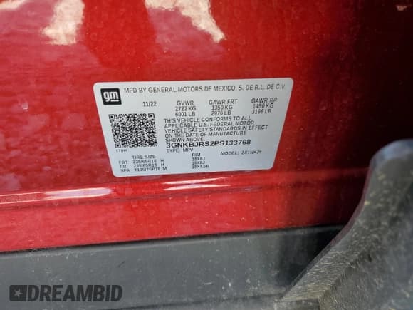 ✅ 2023 Chevrolet Blazer LT • VIN: 3GNKBJRS2PS133768 • Лот: 64442445. Опубликован ранее на Copart с пробегом Не указан. Бесплатный доступ к архиву аукционных продаж из США и подробный отчёт об истории автомобиля на DreamBid. Изображение 13.