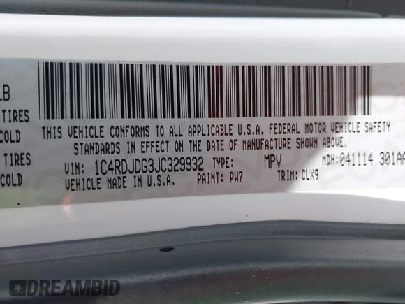 ✅ 2018 Dodge Durango GT • VIN: 1C4RDJDG3JC329932 • Lot: 42376453. Listed on IAAI with 77,546 mi. Free auction sales archive from the USA and detailed vehicle history report at DreamBid. Image 9.