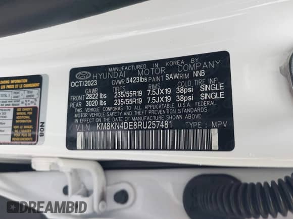 2024 Hyundai Ioniq 5 SEL with VIN KM8KN4DE8RU257481, listed as a IAAI auction lot 43408562 with 29,475 mi miles and . Bid and sale history available at DreamBid. Image 9.