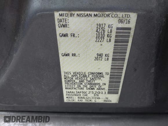 ✅ 2016 Nissan Altima SR • VIN: 1N4AL3AP3GC252011 • Лот: 43255607. Опубликован ранее на IAAI с пробегом 91 229 миль. Бесплатный доступ к архиву аукционных продаж из США и подробный отчёт об истории автомобиля на DreamBid. Изображение 9.