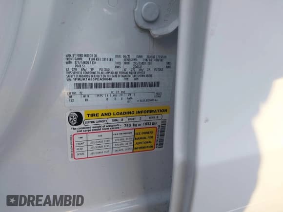 ✅ 2023 Ford Expedition Max Limited • VIN: 1FMJK1K83PEA50648 • Lot: 41396774. Listed on IAAI with 50,737 mi. Free auction sales archive from the USA and detailed vehicle history report at DreamBid. Image 9.