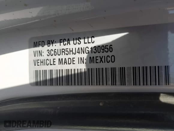 ✅ 2022 Ram 2500 Tradesman • VIN: 3C6UR5HJ4NG130956 • Lot: 41934589. Listed on IAAI with 117,963 mi. Free auction sales archive from the USA and detailed vehicle history report at DreamBid. Image 9.