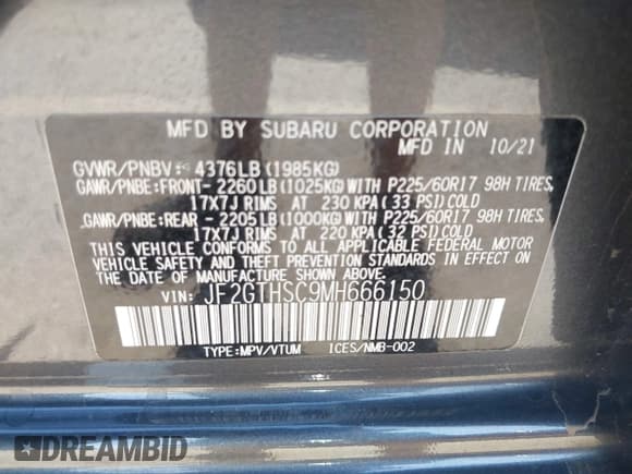 ✅ 2021 Subaru Crosstrek Special Sports • VIN: JF2GTHSC9MH666150 • Lot: 43341557. Wystawiony na IAAI z przebiegiem 38 388 mil. Bezpłatny archiwum sprzedaży aukcyjnych z USA i szczegółowy raport historii pojazdu na DreamBid. Zdjęcie 9.