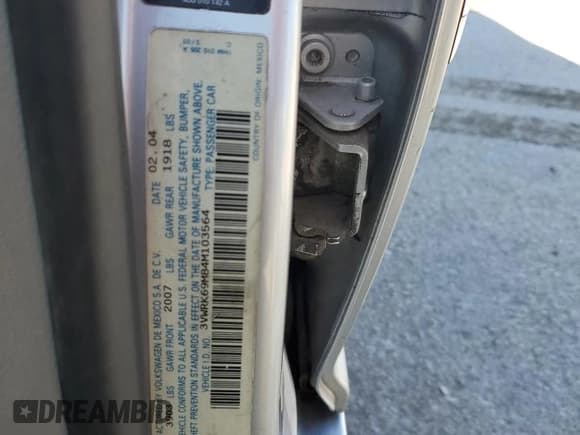 ✅ 2004 Volkswagen Jetta GL • VIN: 3VWRK69M84M103564 • Lot: 45903535. Listed on Copart with 199,904 mi. Free auction sales archive from the USA and detailed vehicle history report at DreamBid. Image 12.