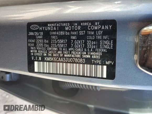 2018 Hyundai Kona SEL с VIN KM8K6CAA3JU078083, выставлен на аукционе Copart как лот 45013723 с пробегом 69 665 миль миль и . История ставок и продаж доступна на DreamBid. Изображение 13.