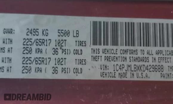 ✅ 2019 Jeep Cherokee Latitude Plus • VIN: 1C4PJMLBXKD429688 • Lot: 64628965. Wystawiony na Copart z przebiegiem Nie podano. Bezpłatny archiwum sprzedaży aukcyjnych z USA i szczegółowy raport historii pojazdu na DreamBid. Zdjęcie 13.