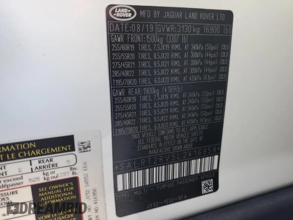 ✅ 2020 Land Rover Discovery HSE Luxury • VIN: SALRT2RV5L2416958 • Lot: 46258955. Listed on Copart with 50,414 mi. Free auction sales archive from the USA and detailed vehicle history report at DreamBid. Image 14.