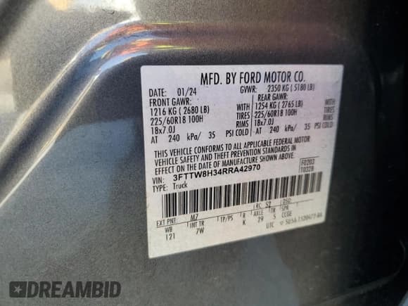 ✅ 2024 Ford Maverick XLT • VIN: 3FTTW8H34RRA42970 • Lot: 86807355. Wystawiony na Copart z przebiegiem Nie podano. Bezpłatny archiwum sprzedaży aukcyjnych z USA i szczegółowy raport historii pojazdu na DreamBid. Zdjęcie 12.