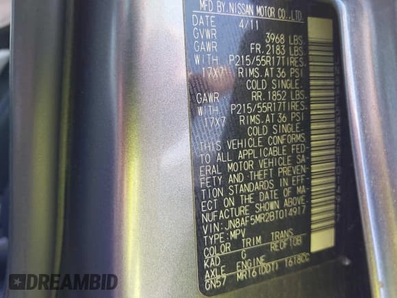 ✅ 2011 Nissan Juke SV • VIN: JN8AF5MR2BT014917 • Lot: 42933576. Wystawiony na IAAI z przebiegiem 154 587 mil. Bezpłatny archiwum sprzedaży aukcyjnych z USA i szczegółowy raport historii pojazdu na DreamBid. Zdjęcie 9.
