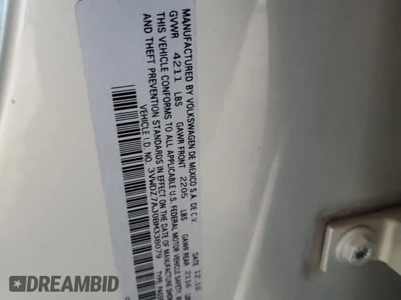 ✅ 2011 Volkswagen Jetta SE • VIN: 3VWDZ7AJ0BM338079 • Lot: 58900585. Listed on Copart with 165,055 mi. Free auction sales archive from the USA and detailed vehicle history report at DreamBid. Image 12.