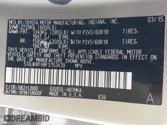 ✅ 2015 Toyota Highlander XLE • VIN: 5TDJKRFH8FS153439 • Lot: 42689529. Wystawiony na IAAI z przebiegiem 93 517 mil. Bezpłatny archiwum sprzedaży aukcyjnych z USA i szczegółowy raport historii pojazdu na DreamBid. Zdjęcie 9.