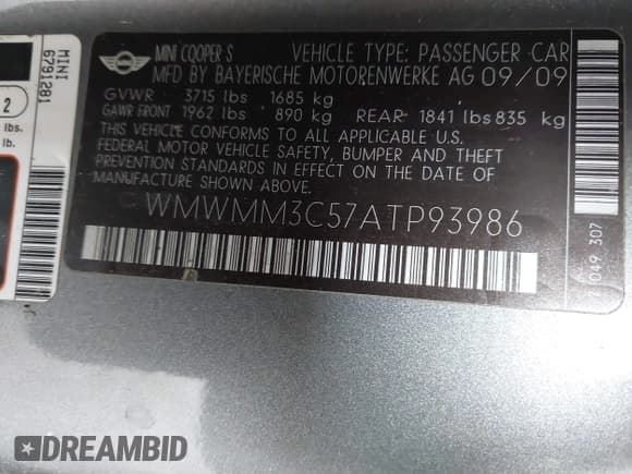 ✅ 2010 MINI Clubman S • VIN: WMWMM3C57ATP93986 • Лот: 42667708. Опубликован ранее на IAAI с пробегом Не указан. Бесплатный доступ к архиву аукционных продаж из США и подробный отчёт об истории автомобиля на DreamBid. Изображение 9.