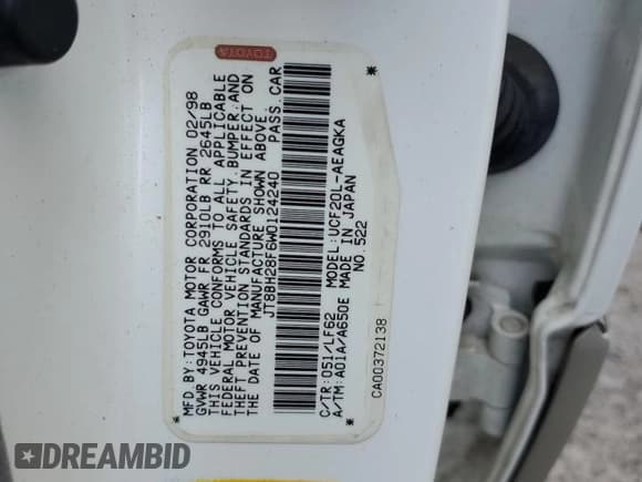 ✅ 1998 Lexus LS 400 • VIN: JT8BH28F6W0124240 • Лот: 68923915. Опубликован ранее на Copart с пробегом Не указан. Бесплатный доступ к архиву аукционных продаж из США и подробный отчёт об истории автомобиля на DreamBid. Изображение 12.