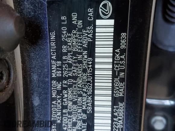 ✅ 2018 Lexus ES 350 • VIN: 58ABK1GG2JU115449 • Lot: 81404135. Wystawiony na Copart z przebiegiem Nie podano. Bezpłatny archiwum sprzedaży aukcyjnych z USA i szczegółowy raport historii pojazdu na DreamBid. Zdjęcie 12.