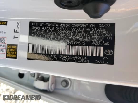 2022 Toyota Prius LE with VIN JTDL9MFU3N3038672, listed as a Copart auction lot 65686225 with 254,665 mi miles and Non repairable. Bid and sale history available at DreamBid. Image 12.