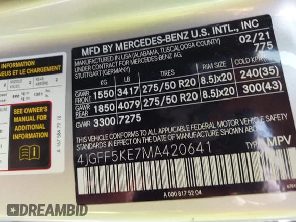 ✅ 2021 Mercedes-Benz GLS 450 • VIN: 4JGFF5KE7MA420641 • Lot: 43226943. Listed on IAAI with 96,696 mi. Free auction sales archive from the USA and detailed vehicle history report at DreamBid. Image 9.