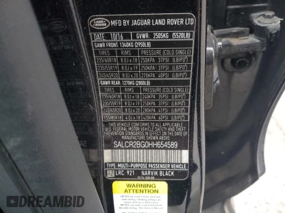 ✅ 2017 Land Rover Discovery Sport HSE • VIN: SALCR2BG0HH654589 • Lot: 93749075. Listed on Copart with 137,604 mi. Free auction sales archive from the USA and detailed vehicle history report at DreamBid. Image 14.