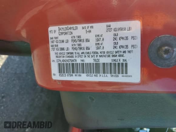 ✅ 2004 Dodge Dakota SLT • VIN: 1D7HL48N24S750470 • Lot: 46622465. Wystawiony na Copart z przebiegiem 228 183 mil. Bezpłatny archiwum sprzedaży aukcyjnych z USA i szczegółowy raport historii pojazdu na DreamBid. Zdjęcie 14.