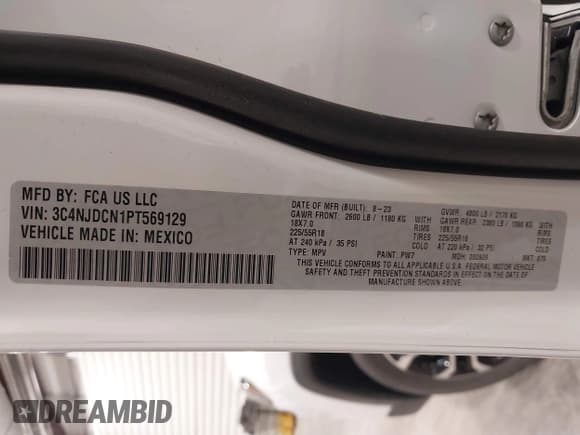 ✅ 2023 Jeep Compass (RED) Edition • VIN: 3C4NJDCN1PT569129 • Лот: 42407967. Опубликован ранее на IAAI с пробегом 22 720 миль. Бесплатный доступ к архиву аукционных продаж из США и подробный отчёт об истории автомобиля на DreamBid. Изображение 9.