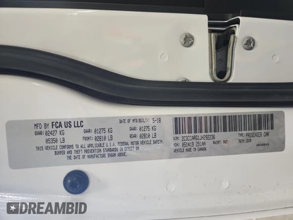 ✅ 2018 Chrysler 300 Touring • VIN: 2C3CCARG1JH292236 • Lot: 90951245. Listed on Copart with 106,477 mi. Free auction sales archive from the USA and detailed vehicle history report at DreamBid. Image 13.