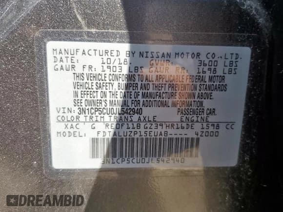 ✅ 2018 Nissan Kicks SR • VIN: 3N1CP5CU0JL542940 • Lot: 84646825. Wystawiony na Copart z przebiegiem 71 634 mil. Bezpłatny archiwum sprzedaży aukcyjnych z USA i szczegółowy raport historii pojazdu na DreamBid. Zdjęcie 13.