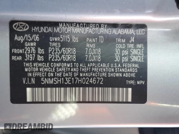 ✅ 2007 Hyundai Santa Fe SE • VIN: 5NMSH13E17H024672 • Lot: 78677484. Listed on Copart with 216,187 mi. Free auction sales archive from the USA and detailed vehicle history report at DreamBid. Image 13.