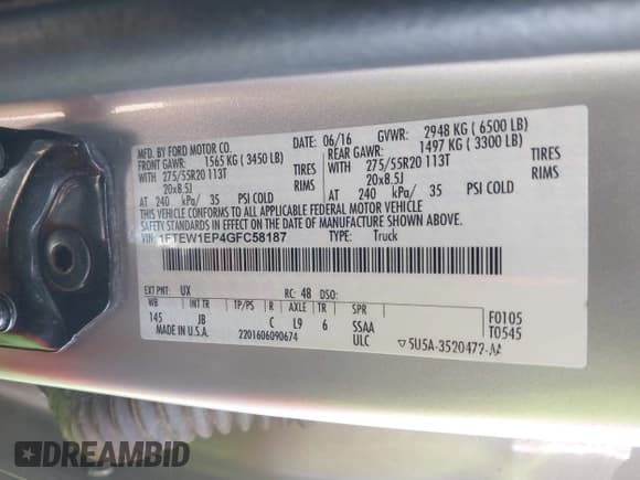 ✅ 2016 Ford F-150 XLT • VIN: 1FTEW1EP4GFC58187 • Lot: 43249245. Listed on IAAI with 166,400 mi. Free auction sales archive from the USA and detailed vehicle history report at DreamBid. Image 9.