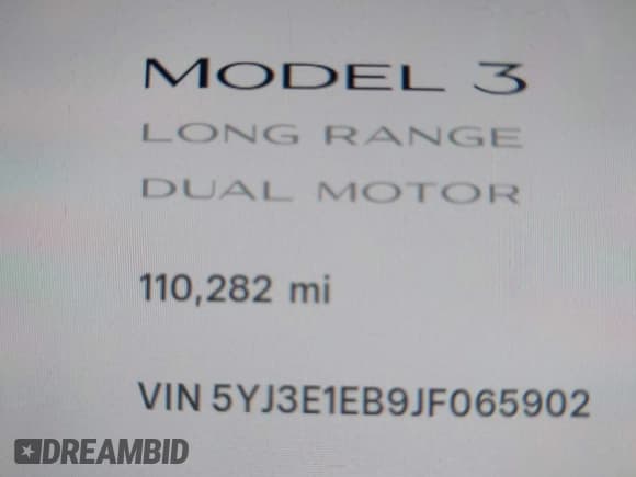 ✅ 2018 Tesla Model 3 Long Range Battery • VIN: 5YJ3E1EB9JF065902 • Lot: 43453809. Listed on IAAI with 110,282 mi. Free auction sales archive from the USA and detailed vehicle history report at DreamBid. Image 14.