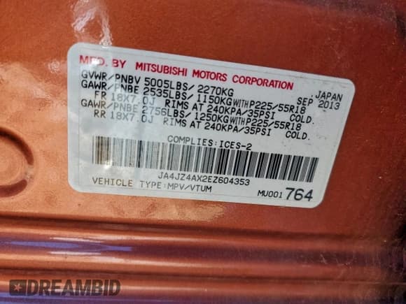 ✅ 2014 Mitsubishi Outlander GT • VIN: JA4JZ4AX2EZ604353 • Lot: 95490775. Listed on Copart with 93,842 mi. Free auction sales archive from the USA and detailed vehicle history report at DreamBid. Image 13.