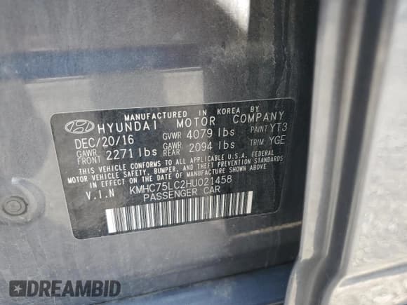 ✅ 2017 Hyundai Ioniq SEL • VIN: KMHC75LC2HU021458 • Lot: 55114745. Wystawiony na Copart z przebiegiem 151 993 mil. Bezpłatny archiwum sprzedaży aukcyjnych z USA i szczegółowy raport historii pojazdu na DreamBid. Zdjęcie 12.