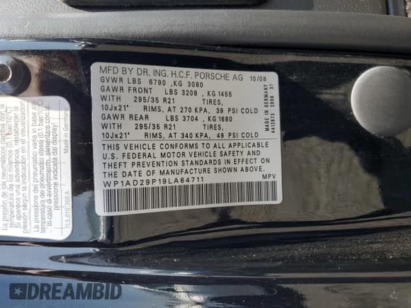 ✅ 2009 Porsche Cayenne GTS • VIN: WP1AD29P19LA64711 • Lot: 58527025. Wystawiony na Copart z przebiegiem 143 018 mil. Bezpłatny archiwum sprzedaży aukcyjnych z USA i szczegółowy raport historii pojazdu na DreamBid. Zdjęcie 13.