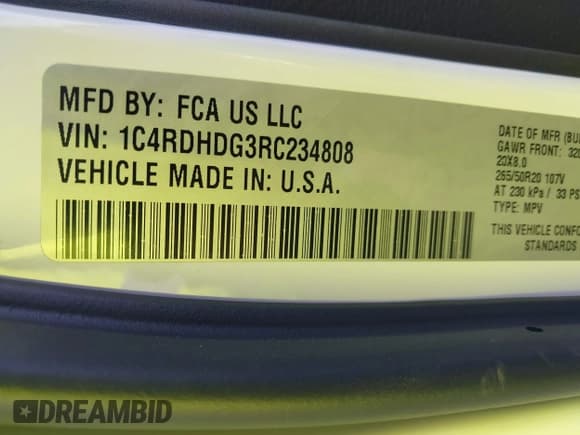 ✅ 2024 Dodge Durango GT • VIN: 1C4RDHDG3RC234808 • Лот: 42025973. Опубликован ранее на IAAI с пробегом 16 013 миль. Бесплатный доступ к архиву аукционных продаж из США и подробный отчёт об истории автомобиля на DreamBid. Изображение 9.