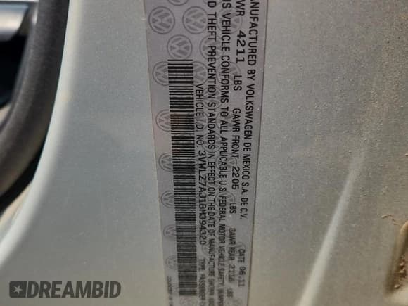 ✅ 2011 Volkswagen Jetta SEL • VIN: 3VWLZ7AJ1BM394320 • Lot: 67528015. Listed on Copart with 225,314 mi. Free auction sales archive from the USA and detailed vehicle history report at DreamBid. Image 12.