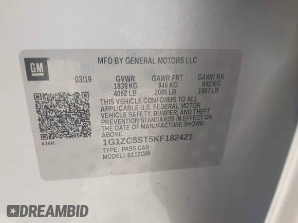 2019 Chevrolet Malibu LS с VIN 1G1ZC5ST5KF182421, выставлен на аукционе IAAI как лот 43295023 с пробегом 158 414 миль миль и . История ставок и продаж доступна на DreamBid. Изображение 9.