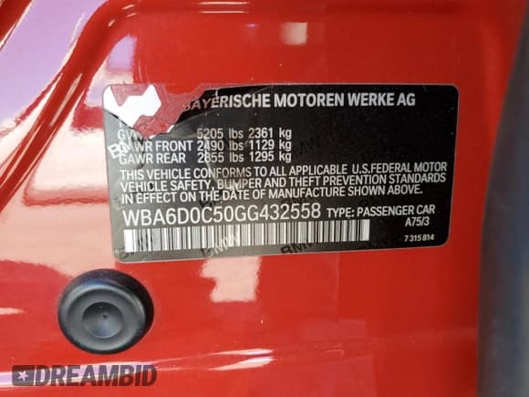 ✅ 2016 BMW 6 Series 640i • VIN: WBA6D0C50GG432558 • Lot: 76141594. Listed on Copart with 69,286 mi. Free auction sales archive from the USA and detailed vehicle history report at DreamBid. Image 15.